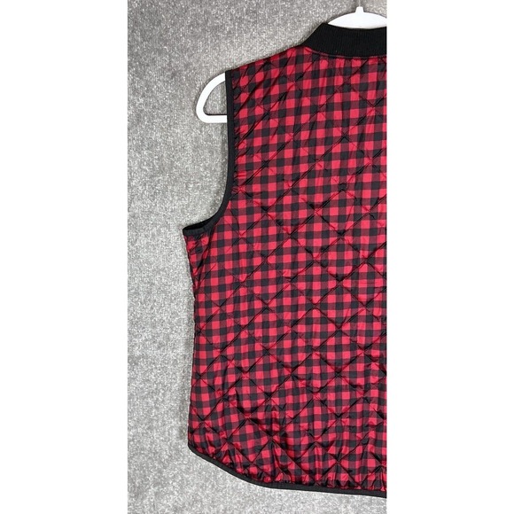 Old Navy Ribbed Collar Quilted Buffalo Plaid Zip Up Vest Womens Size Medium - Picture 9 of 11